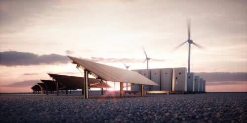 Solar panels, wind farms, and battery storage